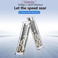 Vỏ SDHI M.2 NVME Hỗ trợ PCIe / NGFF SATA / Giao thức kép SSD USB Type C 10Gbps M2 SSD Hộp đựng ổ cứng ngoài trong suốt (vn)