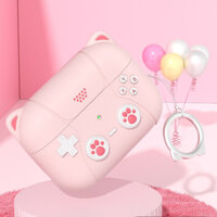 Vỏ silicon hình mèo dễ thương cho AirPods Pro thế hệ thứ 2 Thiết kế bảng điều khiển trò chơi cầm tay cổ điển có móc khóa cho AirPods Pro 2