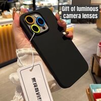 Vỏ silicon lỏng siêu thiếc cao cấp sa mạc vàng sang trọng tương thích với iPhone 16 Pro Max 12 Pro 13 14 15 Pro Max với màng ống kính gốm phát quang - Quà tặng miễn phí có hạn