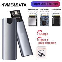 Vỏ SSD M2 NVMe SATA 20Gbps PCIe M.2 SSD Case USB C 3.2Gen2 Công cụ miễn phí Bộ chuyển đổi bên ngoài Đĩa cứng cho PC Laptop