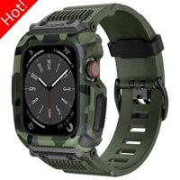 Vỏ thể thao ngụy trang quân đội Dây đeo tích hợp chống rơi chống nước Tương thích cho Apple Watch 45mm 42mm 44mm Iwatch 9 8 7 SE 6 5