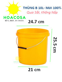 Vỏ Thùng Sơn 10L Quai Sắt, KHÔNG NẮP, Thùng B Vàng