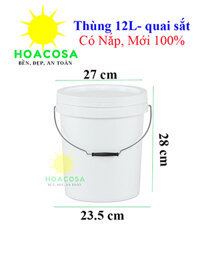 Vỏ Thùng Sơn 12L Quai Sắt, Có Nắp, Mới 100%