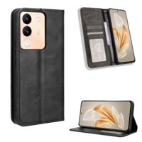 Vỏ Vivo V29E / Y200 5G Vintage Flip Cover Từ Ví Bao Da PU Hộp Đựng Thẻ