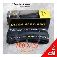 Vỏ xe đạp 700x25 25-622 tanh lụa, gai trơn S-205 Deli-Tire Ultra Flex - cặp 2 cái lốp xe đạp