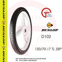 Vỏ xe máy Dunlop 120/70-17  D102 Lốp  xe máy Dunlop 120.70-17 D102 _ giá rẻ, uy tín, chất lượng, giao nhanh