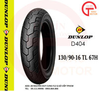 VỎ XE MÁY DUNLOP D404 SIZE 130.90-16 TL 67H