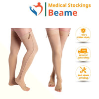Vớ Y Khoa Chống Giãn Tĩnh Mạch Chân BEAME, Vớ Bắp Đùi Hở Ngón Sử Dụng Khóa Kéo Chống Giãn Tĩnh Mạch