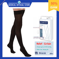 Vớ y khoa giãn tĩnh mạch (vớ đùi) silicone JOBST Relief - Cơ bản màu đen, kín ngón, 20 - 30 mmHg (tất y kho