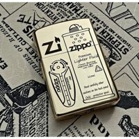 Vỏ Zippo Cổ Điển Đồng Thau Nguyên Khối Dày Hình Phụ Kiện Lighter Fluid , Tặng Kèm Ruột Trùng Vỏ Có Tem Đỏ