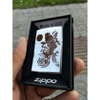 Vỏ Zippo Giá Rẻ -  Vỏ Zippo Khắc Laze Cá Chép Vượt Vũ Môn