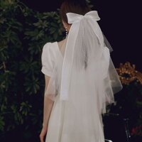 Voan Cô Dâu, Lúp Cô Dâu, Voan Lúp Cài Tóc 2 Lớp Nơ Có Kẹp Cài 120 Số 7