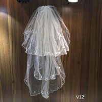 Voan Cô Dâu, Voan Lúp Cài Tóc 3 Lớp Đính Hoa 115 Số 6-V12(ảnh thật)