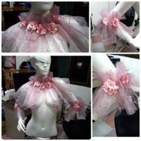 Voan cuốn chụp hình phụ kiện cưới Giang mẫu voan cuốn kèm voan tay mois - Trắng kim tuyến