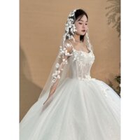 Voan lúp cài tóc cô dâu đính hoa đại lễ