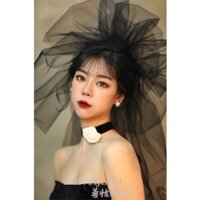 Voan lúp cô dâu phồng cao màu đen