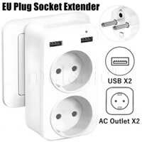 Với 2 cổng USB và 2 cổng AC - Bộ chuyển đổi phích cắm mở rộng nguồn - Ổ cắm tường đa chức năng - Bộ mở rộng ổ cắm chuyển đổi phích cắm EU - Bộ chuyển đổi ổ cắm di động du lịch