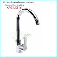 Vòi bếp nóng lạnh Luxta KAG-LX516, vòi chậu rửa chén bát nóng lạnh cần cong tay gật gù bao gồm dây cấp nước xả mạnh siêu