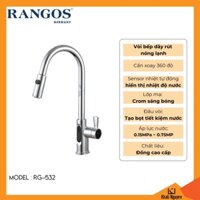 Vòi bếp nóng lạnh Rangos RG-532 | Dây rút, cần xoay 360 độ, sensor nhiệt tự động không cần cắm điện hiển thị nhiệt độ nước