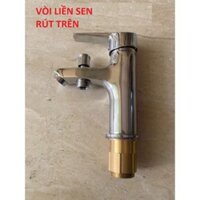 Vòi chậu 1 lỗ liền sen bằng đồng rút thẳng VLS-02