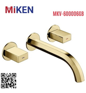 Vòi chậu lavabo âm tường màu vàng Miken MKV-600006GB
