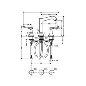 Vòi chậu rửa 3 lỗ Metropol Classic 160