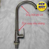 Vòi Chậu Rửa Chén Nước Lạnh Inox 304 Loại Tốt Ống Phi 24