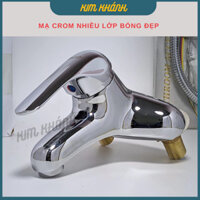 Vòi chậu rửa mặt Cassa ốc đồng, vòi lavabo nóng lạnh 2 chân cắm chậu cao cấp