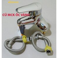 Vòi chậu rửa mặt MCK ốc vàng, củ vòi lavabo đồng mạ crome B.H 3 năm phiếu hãng