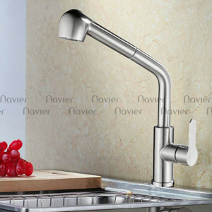 Vòi chén nóng lạnh thân tròn uốn lơi đầu to inox304 Navier NV-204