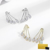 [Với Chứng chỉ Gras] Bông tai hình học dài sang trọng nhẹ nhàng mới Bông tai hình học Moissanite thời trang Bông tai tua rua cá tính Tide Bông tai Niche đơn giản
