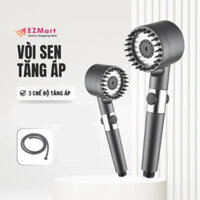 Vòi Hoa Sen, Vòi Nhà Tắm Tăng Áp Lực Nước Chất Liệu Mạ Inox Chống Gỉ Tay Cầm Đen Nhám 4 Chế Độ Xả Nước Kèm Dây