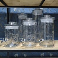 [VÒI INOX 304] 6L 8L 10L 12L 15L Bình Thủy Tinh Trụ Rồng Ngâm Rượu , Ngâm Sâm