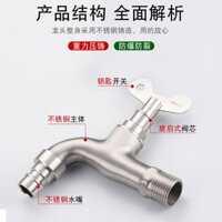 Vòi Khóa Inox 304 Ngoài Trời Chống Trộm Mở Chậm 4 Điểm Vòi Ngoài Trời Chìa Khóa Máy Giặt