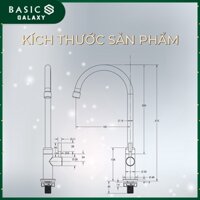 Vòi lạnh Basics BK-621L cao cấp, chất liệu đồng mạ chrome, Chiều cao 375 mm