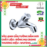 Vòi lạnh gắn tường nhấn hơi tự ngắt thương hiệu WUFENG chất liệu đồng thau mạ crome cao cấp bảo hành 6 tháng - AP HOME