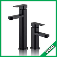 Vòi Lavabo 2 đường nước nóng lạnh màu đen nhám, vòi cho bồn rửa mặt chất liệu INOX mạ sơn tĩnh điện đen sang trọng