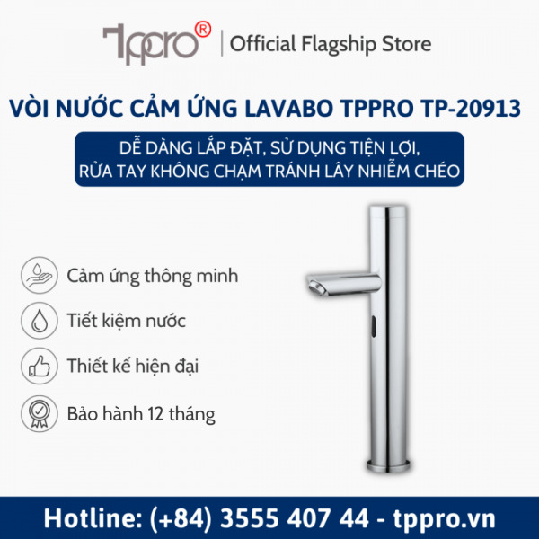 Vòi lavabo đặt bàn cảm ứng Toppro TP-20913