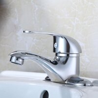 Vòi lavabo giá rẻ, vòi rửa mặt nóng lạnh giá rẻ mạ crom sáng bóng kèm 2 dây cấp nước inox 50cm