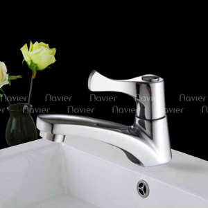 Vòi lavabo lạnh van dẹp cong Navier NV-615L