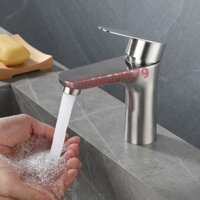 Vòi lavabo nóng lạnh inox mờ, vòi rửa mặt nóng lạnh, vòi la eo, vòi la eo nóng lạnh dùng cho 2 đường nước