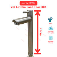 Vòi Lavabo Rửa Mặt Lạnh,Vòi Nước Lavabo Inox 304,Tay Gạt,Thân Tròn,Cổ Cao 29cm,Ren Ngoài 21,Chống Gỉ Sét,CT10,Chất Tín