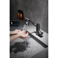 Vòi Lavabo, vòi chén Nóng Lạnh Lõi Đồng Thau Mạ Nano Xám Xoay 720° PROTASA PT-117