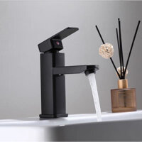 [VÒI LÕI ĐỒNG] vòi rửa mặt dáng vuông cao cấp nóng lạnh đồng sơn phủ nano đen [CHÍNH HÃNG] (08)