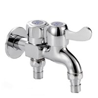 Vòi nước 2 đầu ra đa năng XRUI-HK, Vòi kép 2 van khóa gắn tường dành cho máy giặt