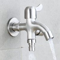 Vòi nước 2 đầu ra inox 304 van khoá, Vòi nước 2 đầu cho máy giặt chia nước thành 2 cổng xả độc lập- Bảo hành 12 tháng