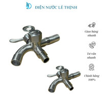 Vòi nước 2 đầu ra inox 304 van khoá, Vòi nước 2 đầu cho máy giặt chia nước thành 2 cổng xả độc lập- Bảo hành 12 tháng
