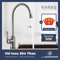 Vòi nước bồn rửa chén 2 chế độ nóng lạnh Karas, vòi rửa chén inox 304 SUS cao cấp titan chống gỉ