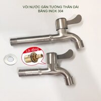 Vòi nước lạnh bằng inox 304 gắn tường thân dài 135mm-180mm tùy chọn D20mm