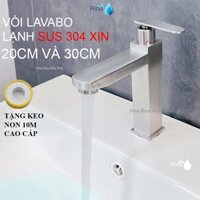 Vòi nước lavabo lạnh bồn chậu rửa mặt inox sus 304 cao cấp Rina RN9602 thân cao 20cm 30cm
